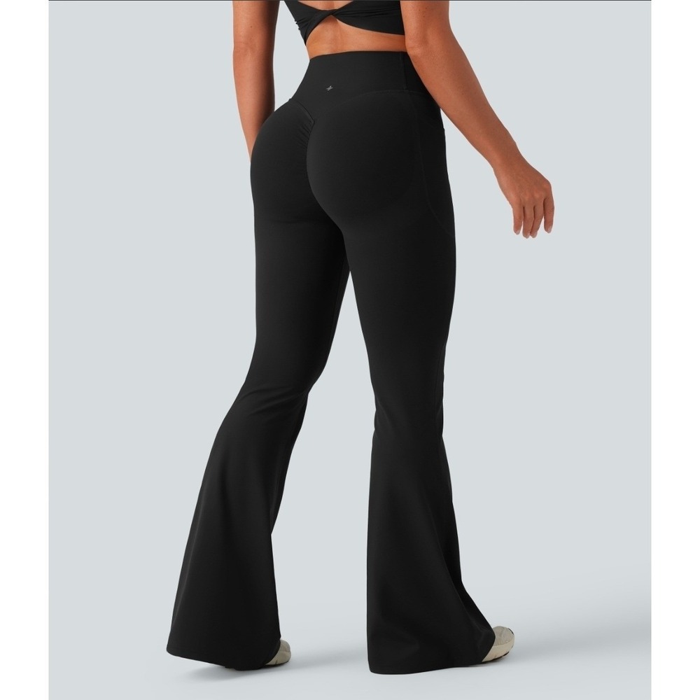 Halara Womens UltraSculpt High Waisted BlackScrunch Butt Flare Leggings Large